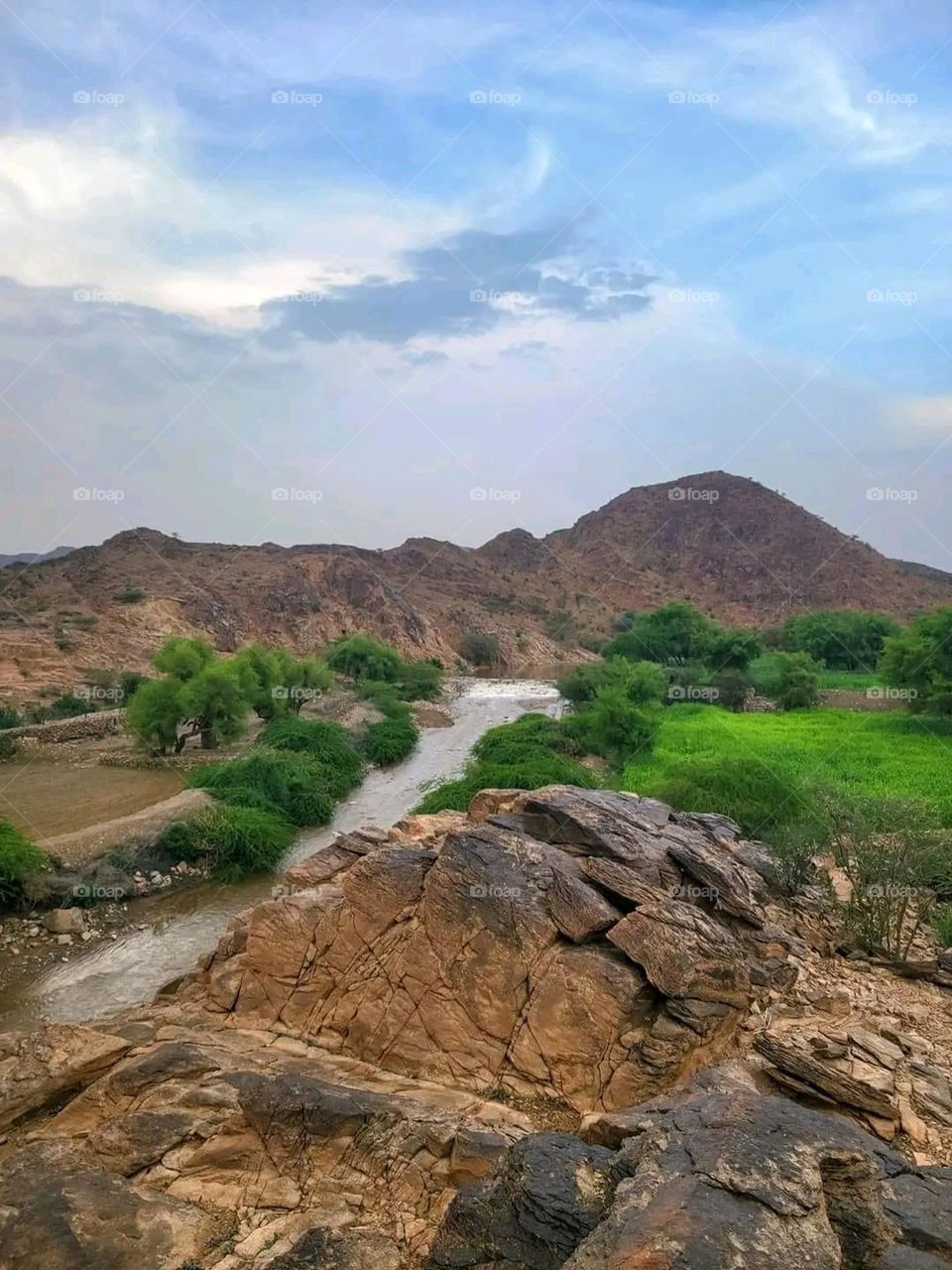 Glory be to God, the magnificent and picturesque view and the natural green trees are a view that is nothing more wonderful than it