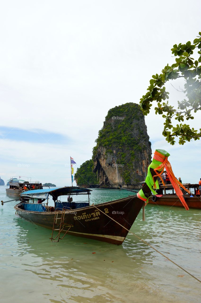 Long tail boats at Railay Beach, Thailand 