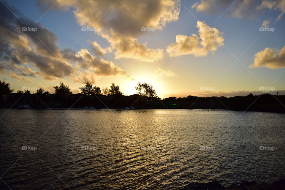 The Waterfront Is Under The Sunset Sky
