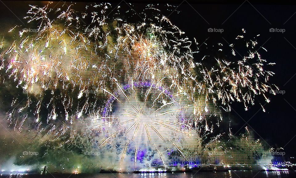 London eye firework . Happy new year 