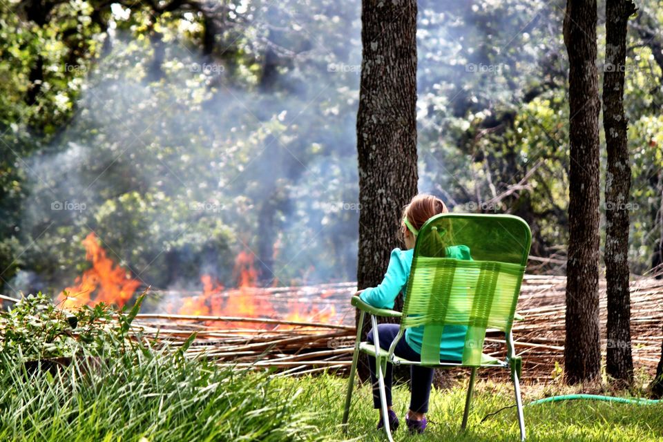 Girl Observing Fire