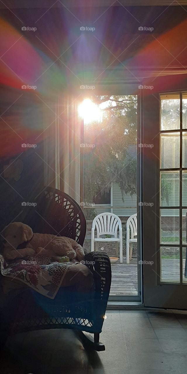 outside in...as the sun goes down