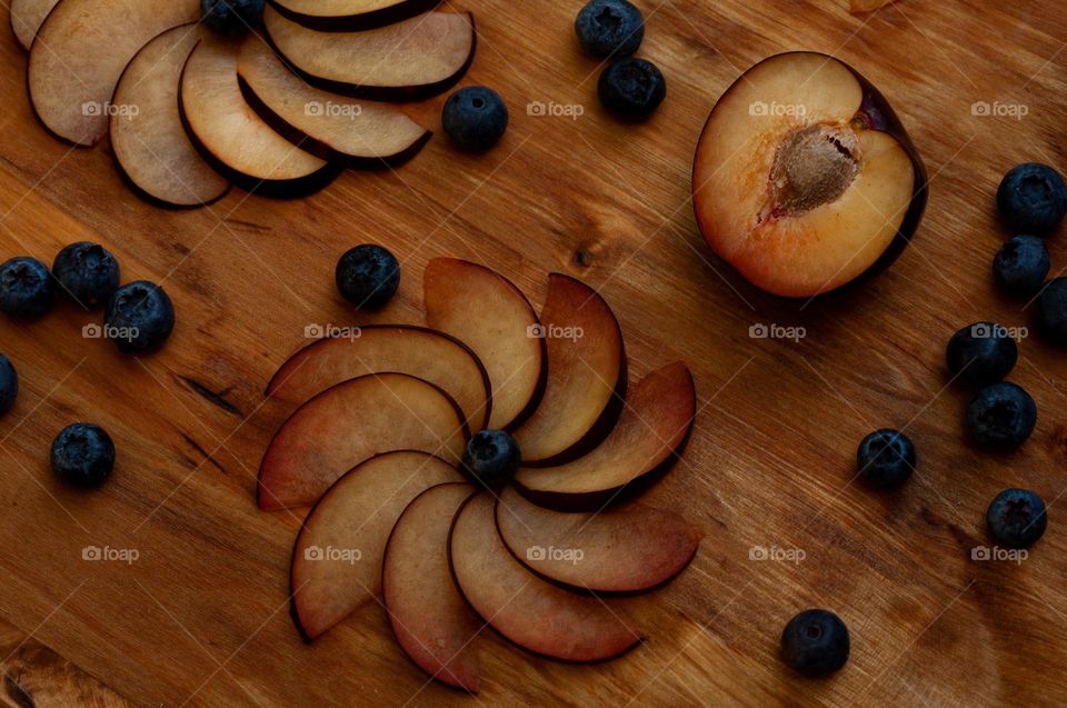 Summer fruits snack - plums and blueberries 