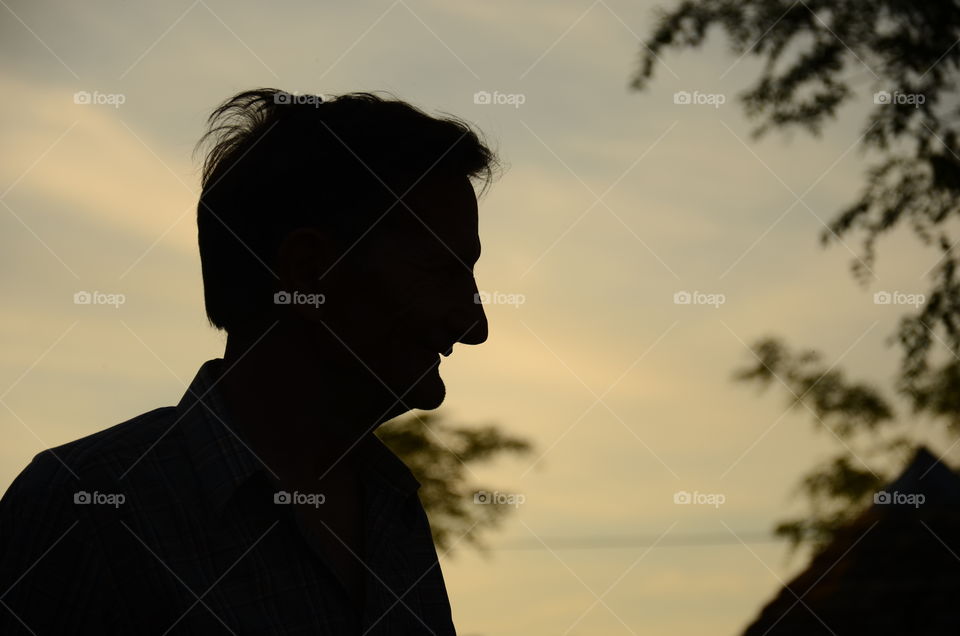 portait of my grandfather in sunset