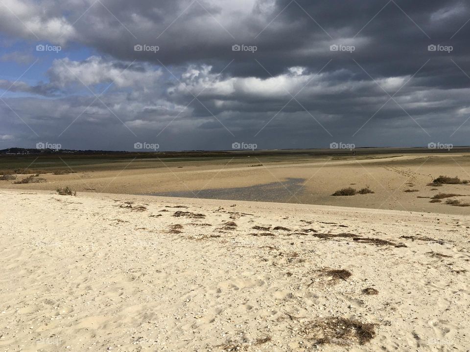At low tide in laguna before the storm