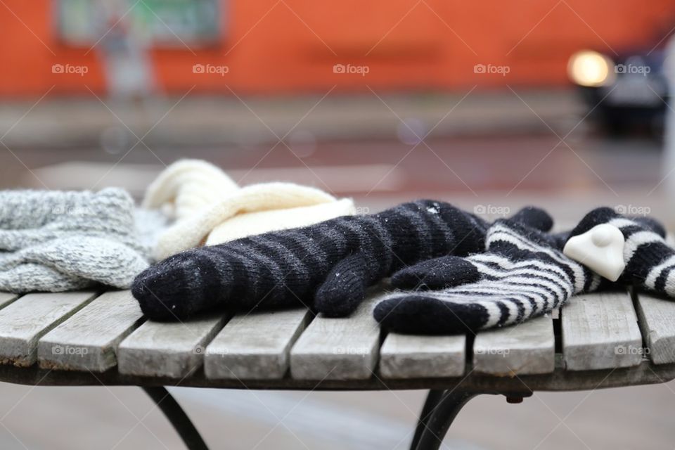 Gloves on table