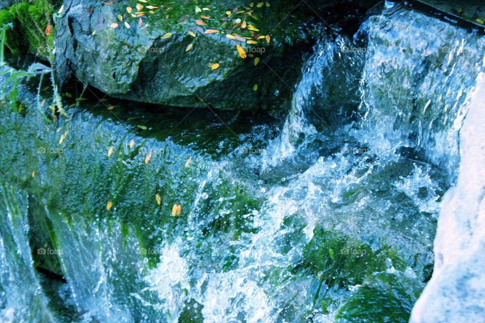 Waterfall splashing over rocks