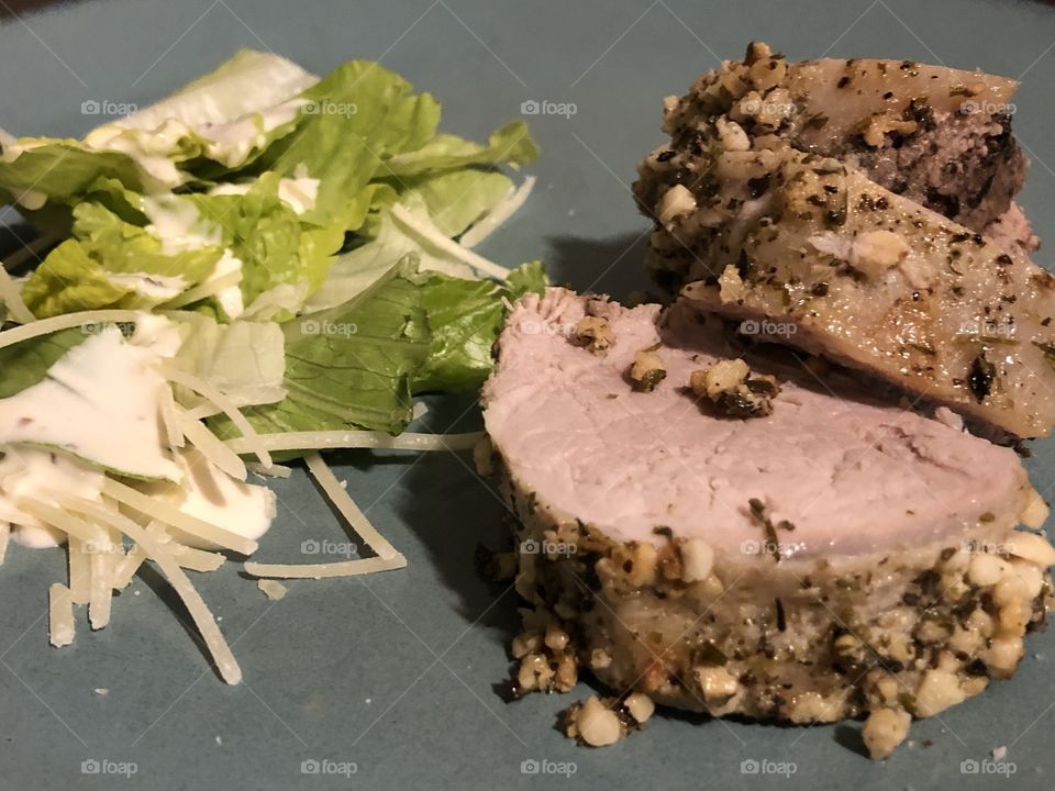 Pork loin and salad