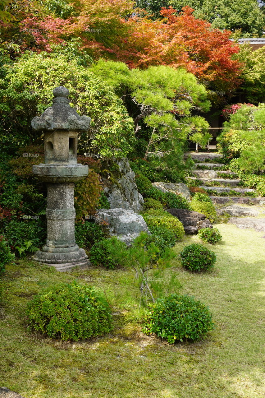 Stone lantern in a quiet garden