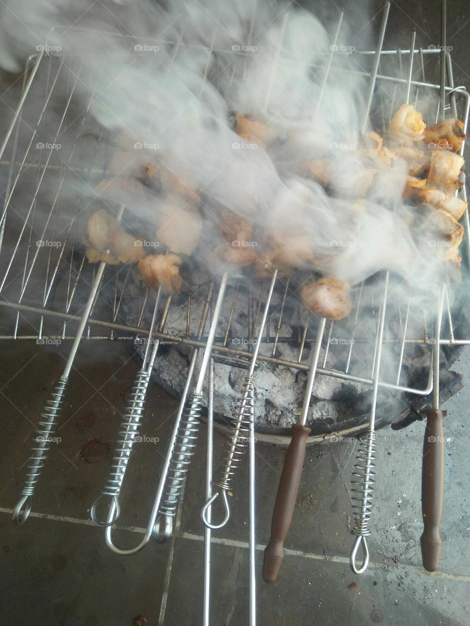 Smoke of barbecue.