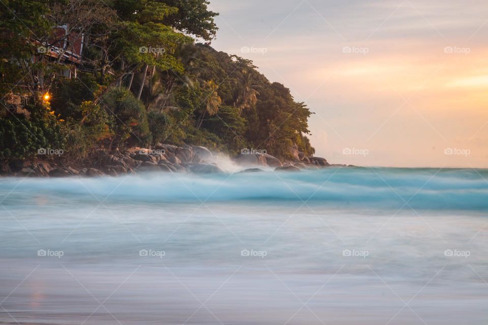 Beautiful sea in Phuket, Thailand, long exposure 