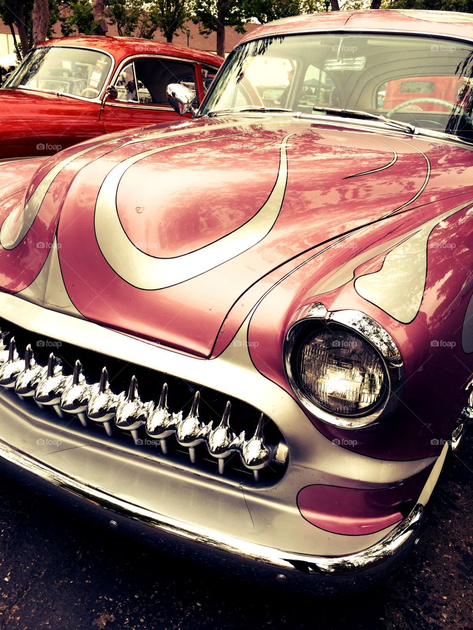 Pink classic car. Pink classic car