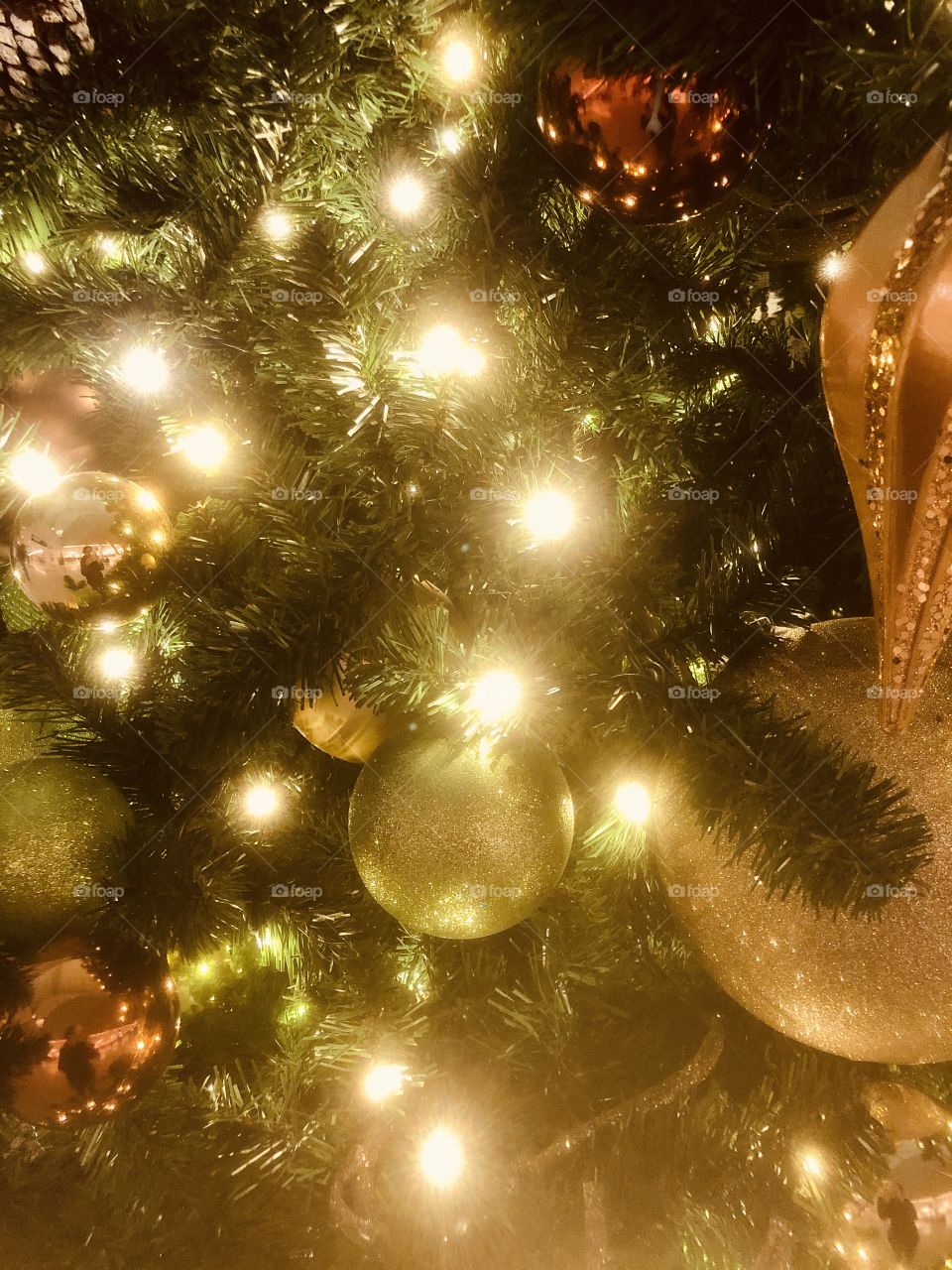 Christmas lights, ornaments and decoration creating a festive and cheerful atmosphere everywhere. 