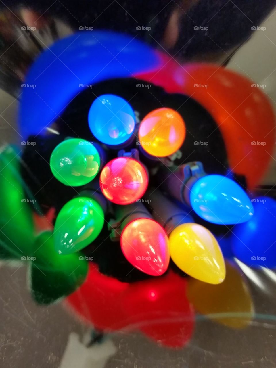 Vibrant multicolored lights. Red,  blue, green and yellow multicolored bulbs