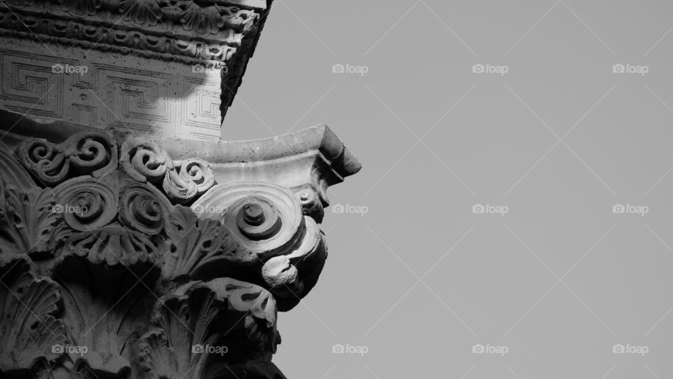 Architectural details of an ornate pillar