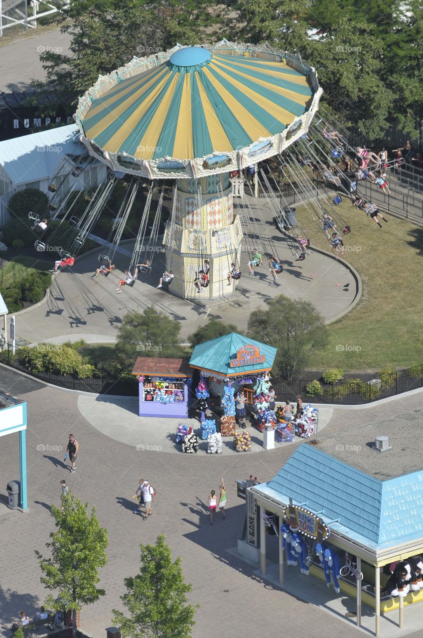 View from above at local amusement park. 