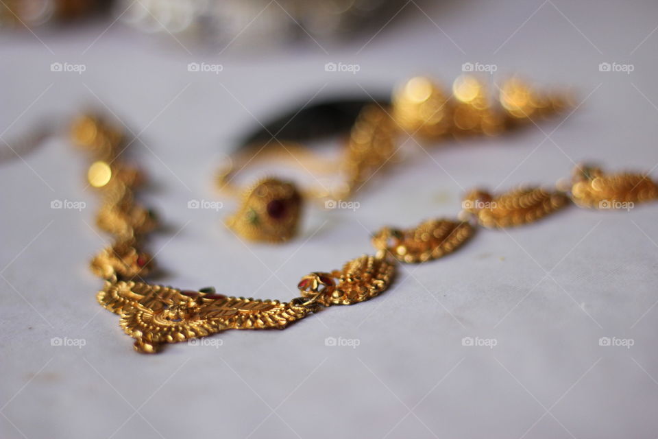 View of gold necklace