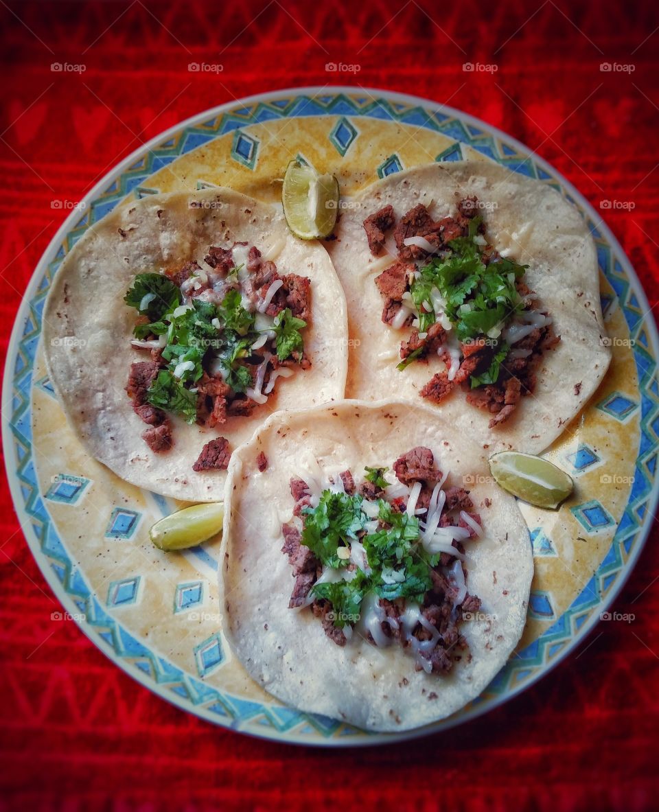 Making traditional Mexican carne asada tacos