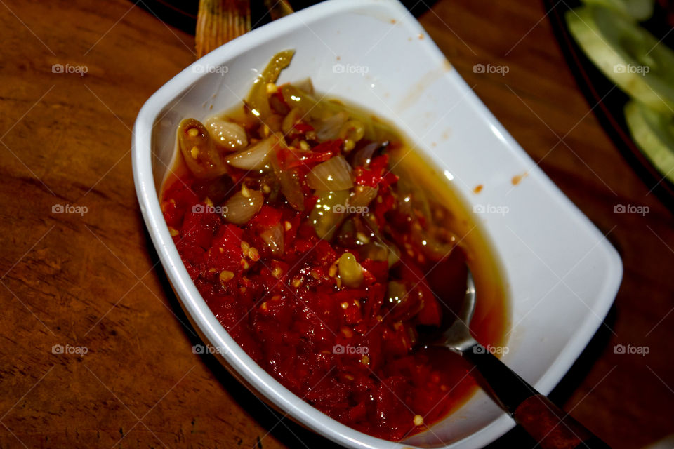 Spicy 🌶 hot sauce, we call it "Sambal"