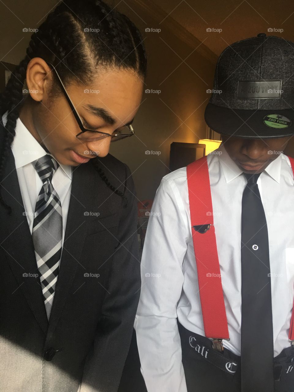 My son and nephew getting ready for an event 