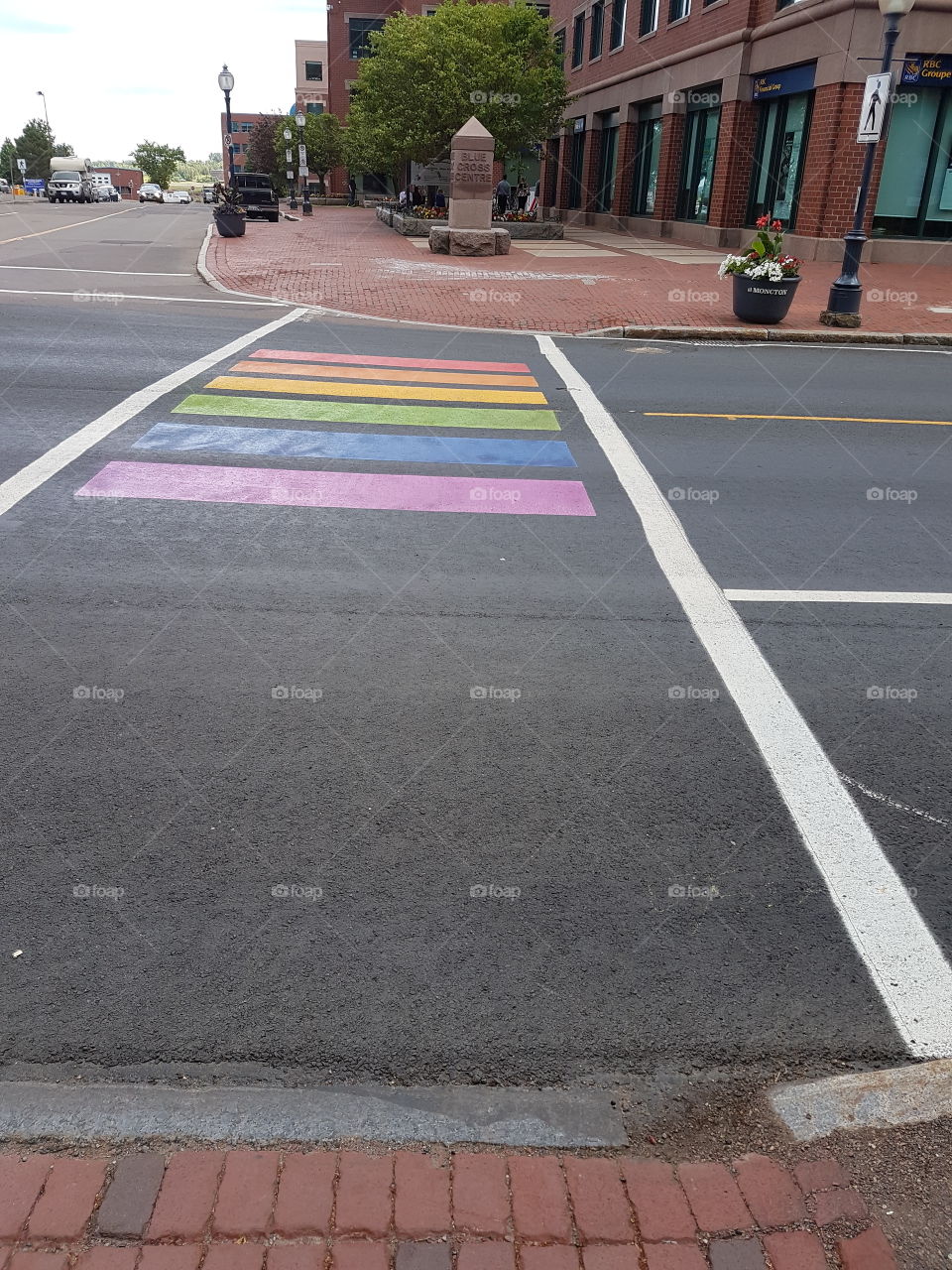 crosswalk decorated for pride week, moncton, NB