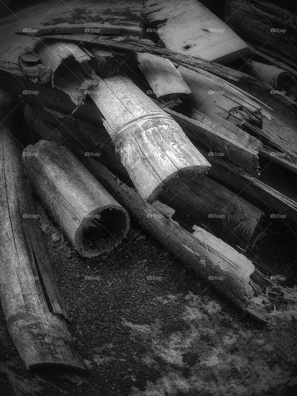 used pieces of bamboo which are usually used to replace firewood.