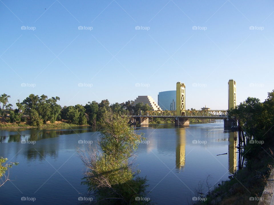 blue skies blue water. out for a bike ride on on the Sacramento River Walk