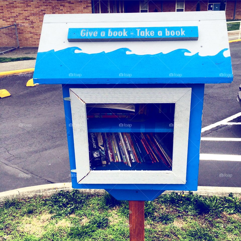 Little free library. Near an elementary school