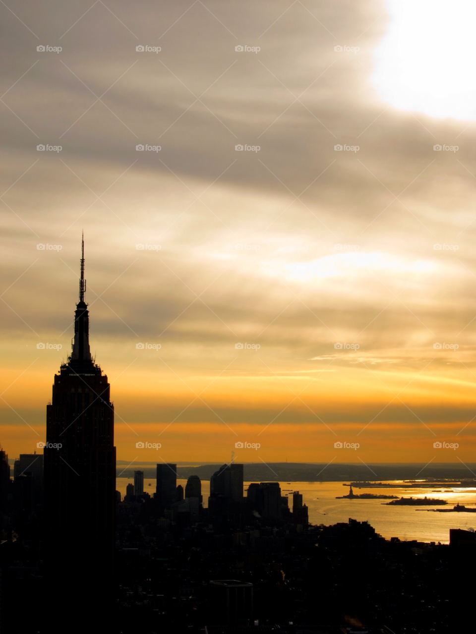 Sunset at new york empire state building