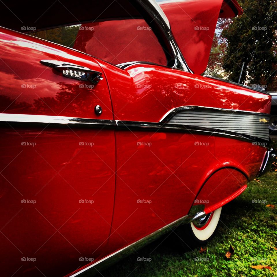 Shiny red vintage car