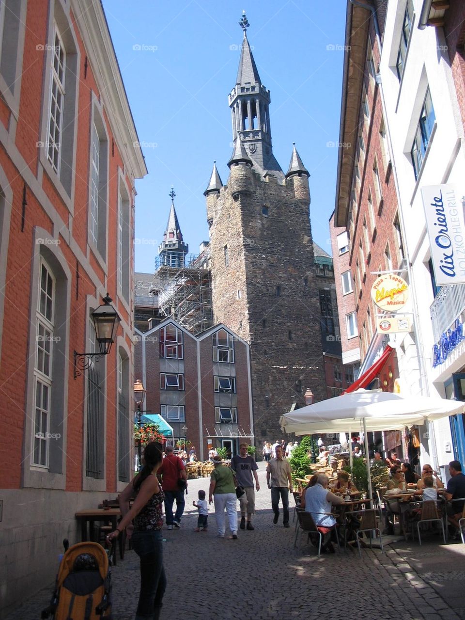 Aachen church in summer