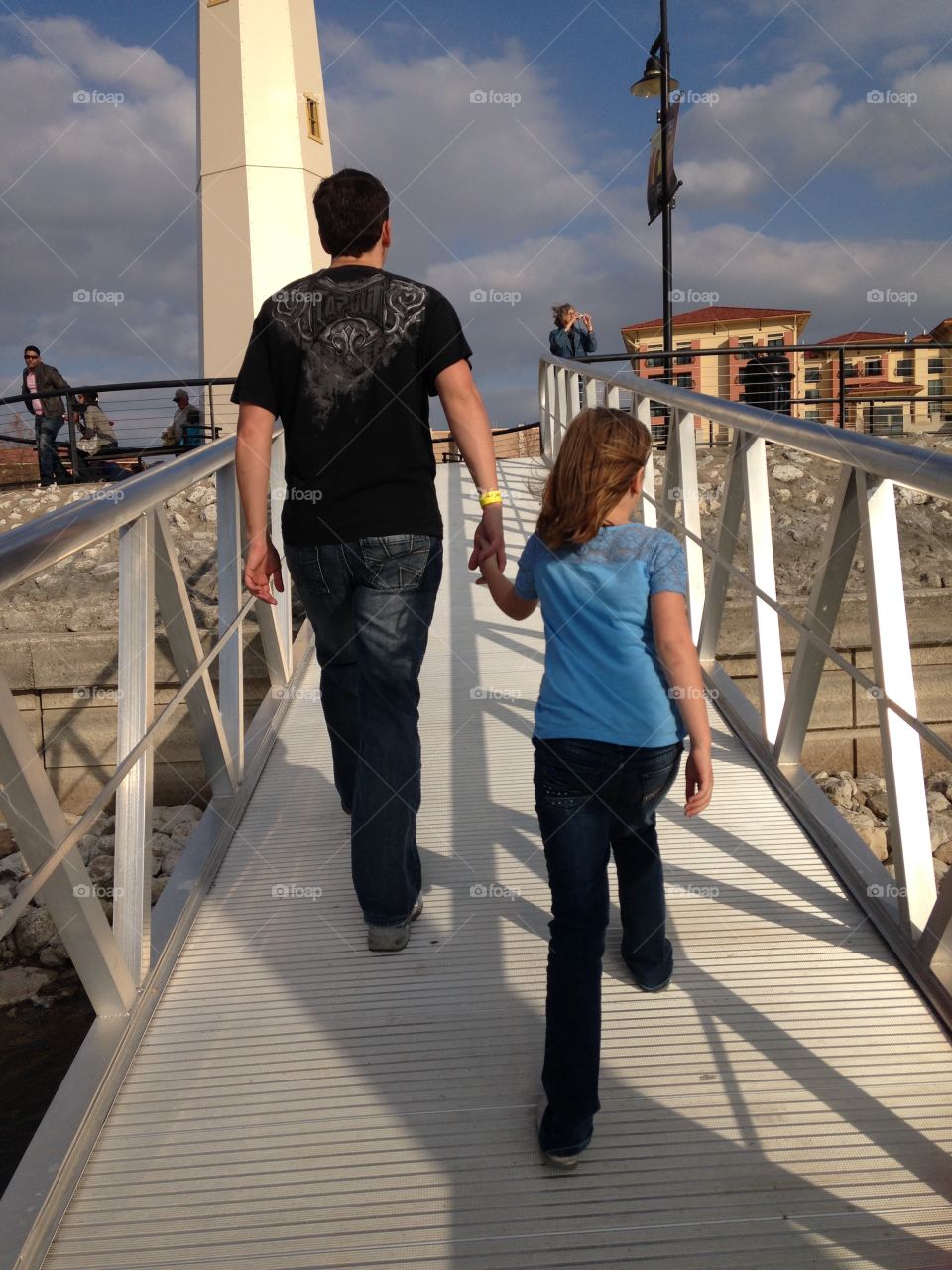 Daddy daughter love . Daddy and daughter holding hands