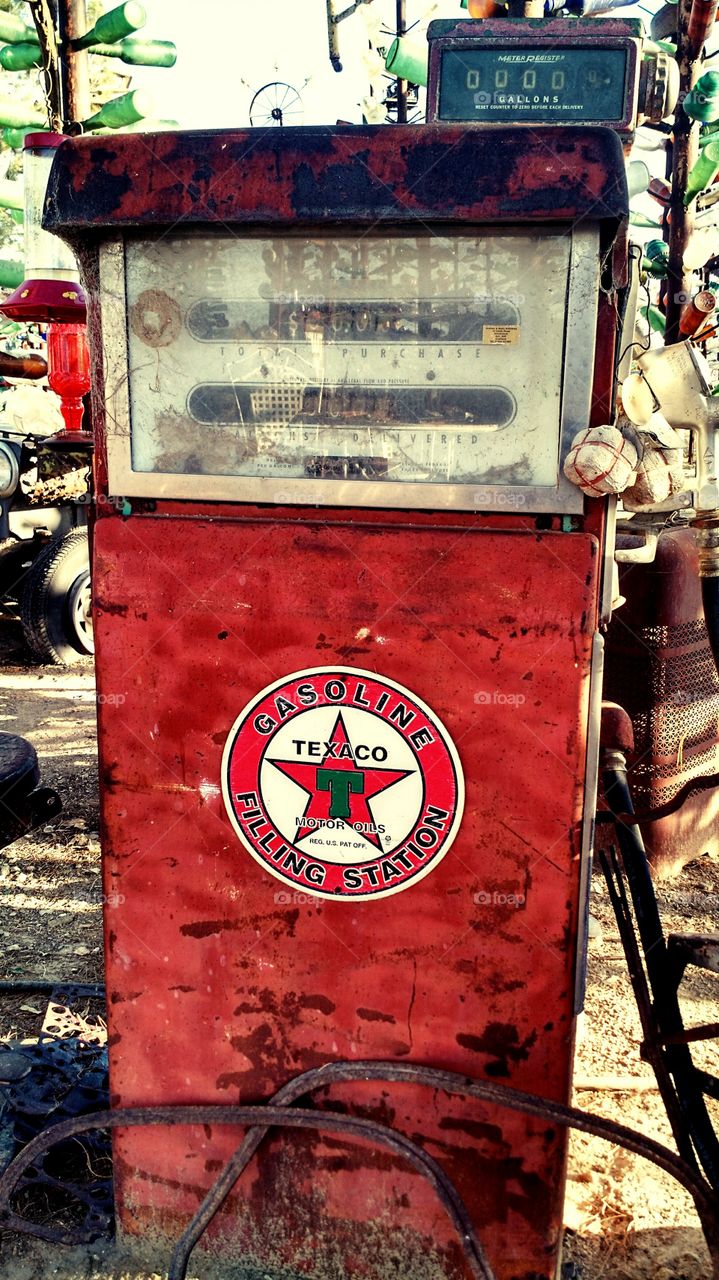 Vintage gas pump. Photo taken at Bottle Tree Ranch on Route 66