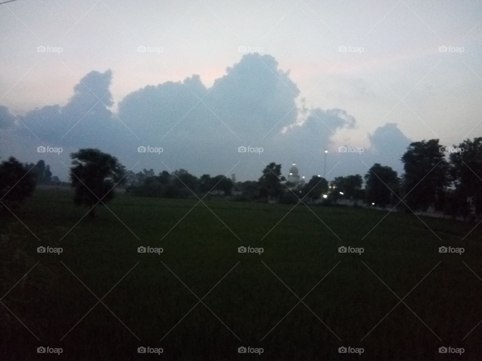 Beautiful clouds in the sky in a evening.