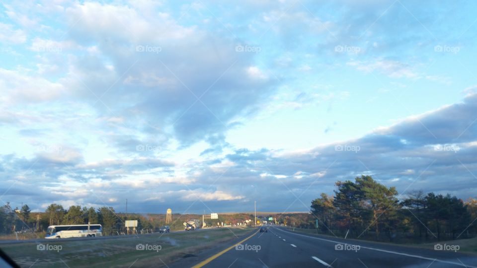 Sunset on highway. Sunset on Hwy 77 North Carolina