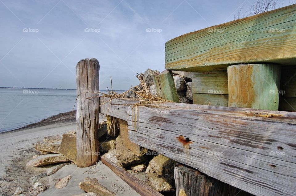 Wooden fence at beach