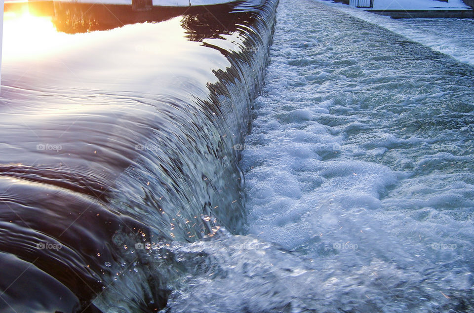 Waterfall on a dam