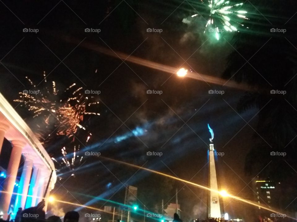fireworks new year 2018 at bogor city indonesia country