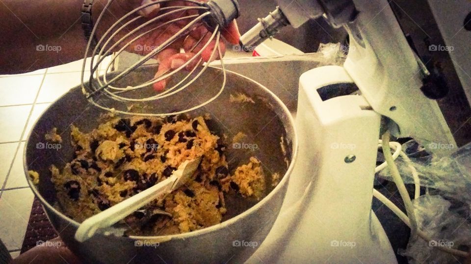 Cookie dough in the mixer