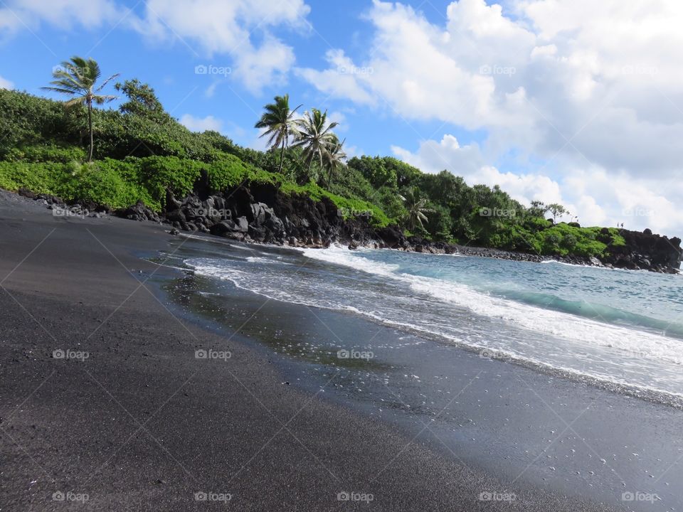 Black sand beach