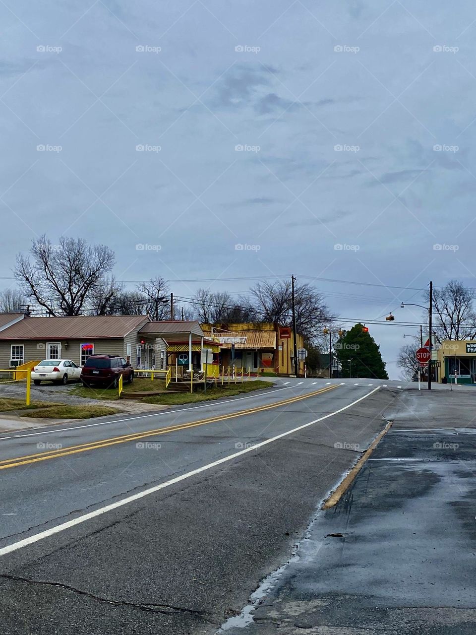 Walking down 2nd Street through Bradford Arkansas after the rain 