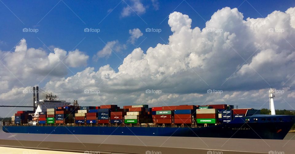 Beautiful Savanna Inland Waterway Colorful Cargo Ship