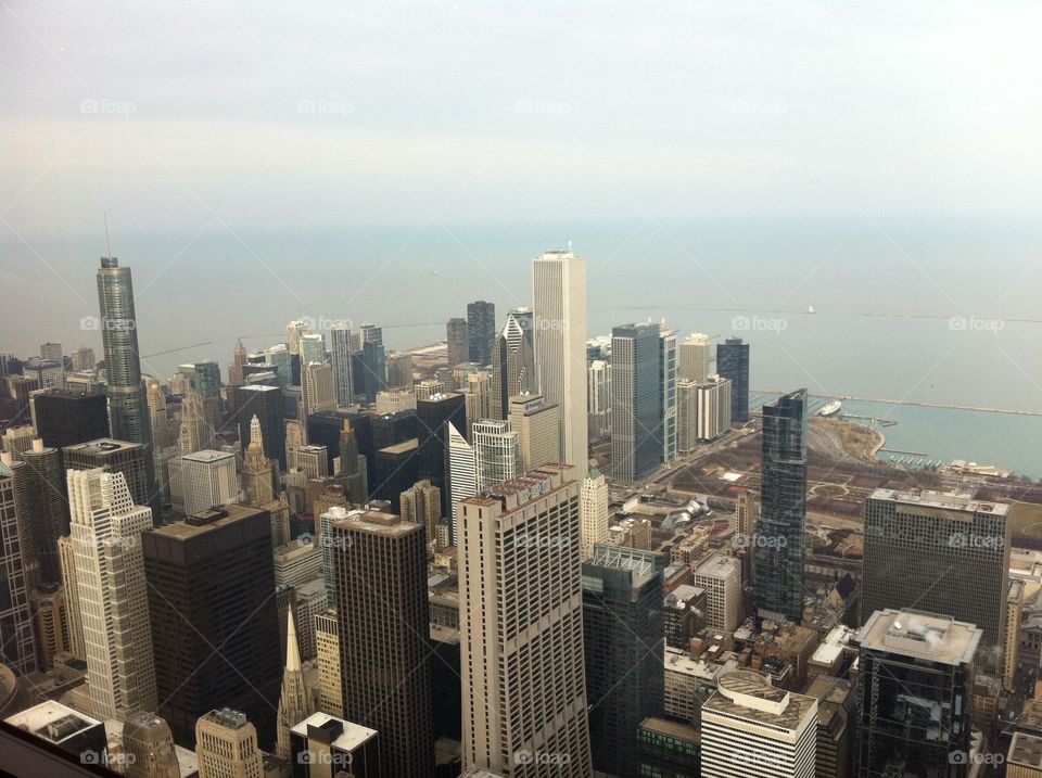 Chicago skyline. View from sky deck in Chicago