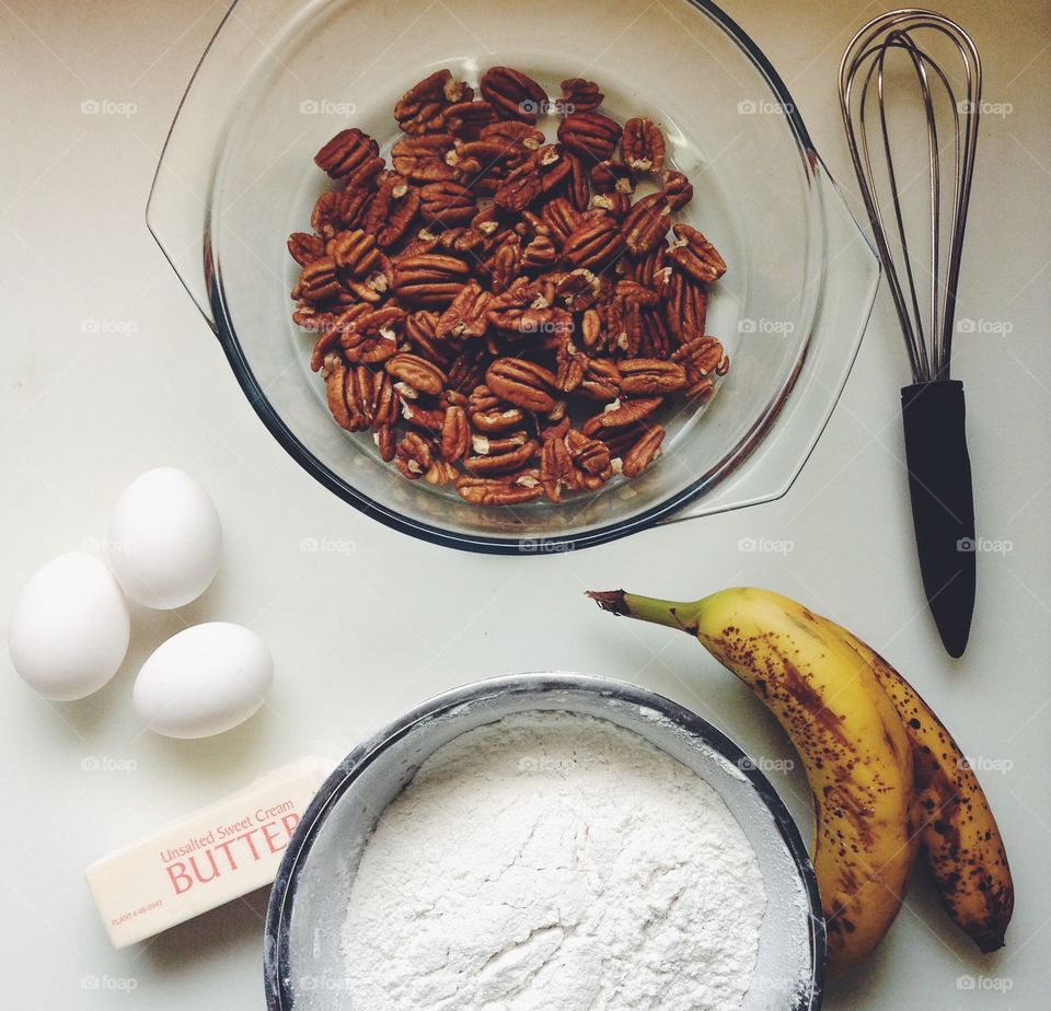 High angle view of food ingredients