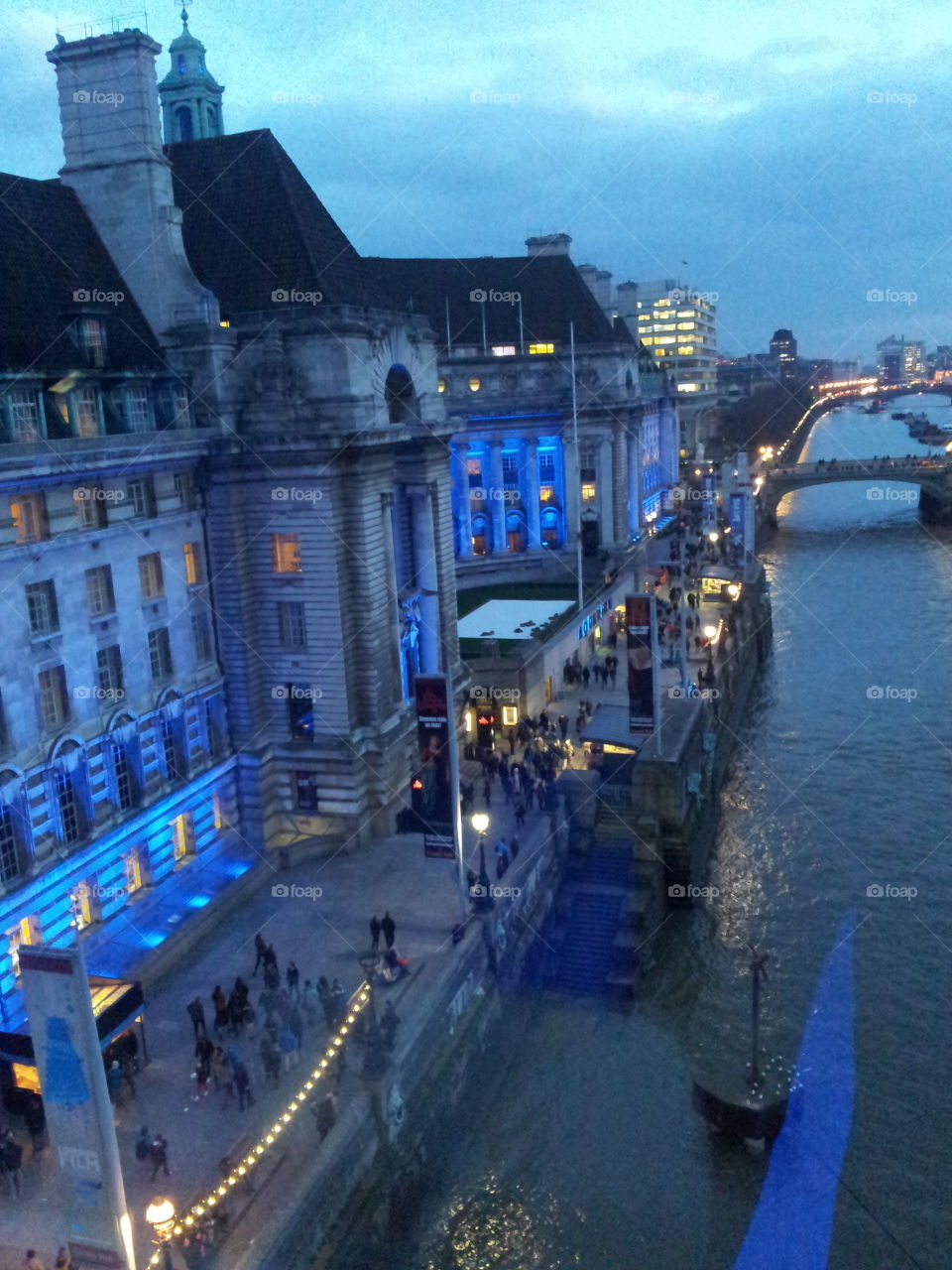 London view from above. blue lights