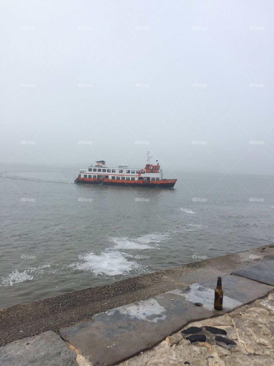 Boat in river in Lisbon 