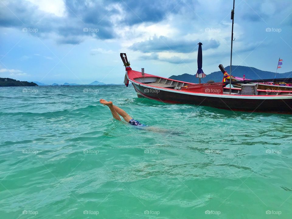 Disappearing into the water 