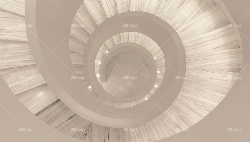 White spiral stairs