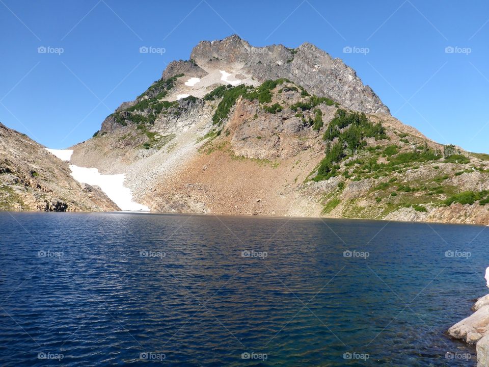 Beauty. Del Campo Peak with Foggy Lake at Gothic Basin