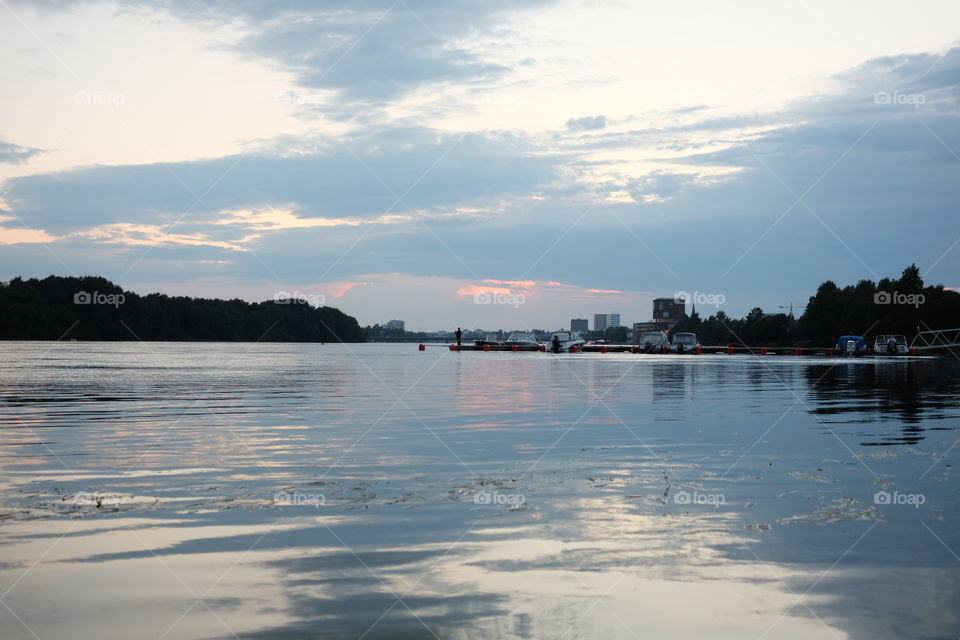 Water, Lake, Reflection, Sunset, No Person